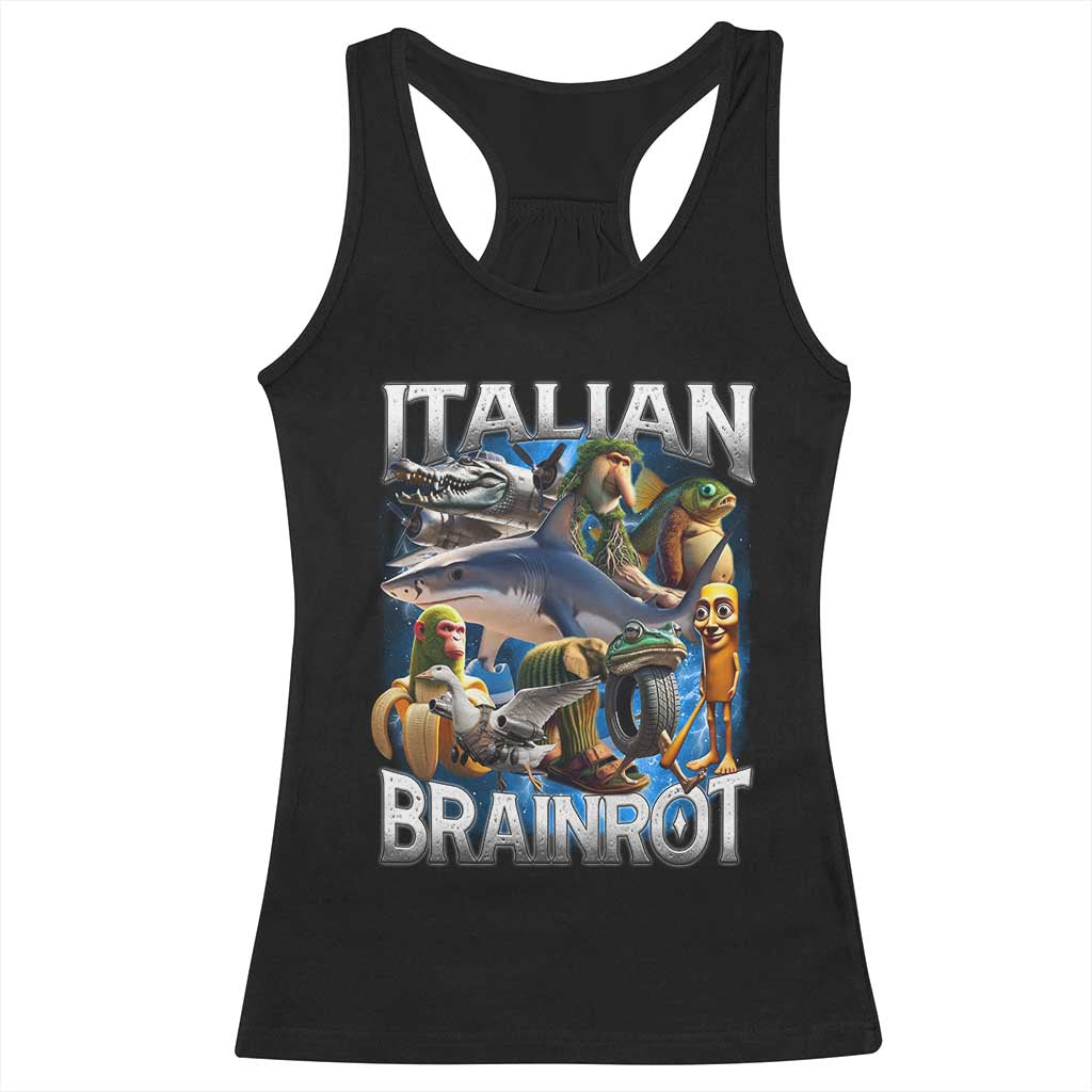 Funny Italian Brainrot Gen Z Meme Racerback Tank Top TS11 Black Print Your Wear