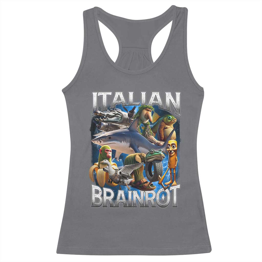 Funny Italian Brainrot Gen Z Meme Racerback Tank Top TS11 Charcoal Print Your Wear