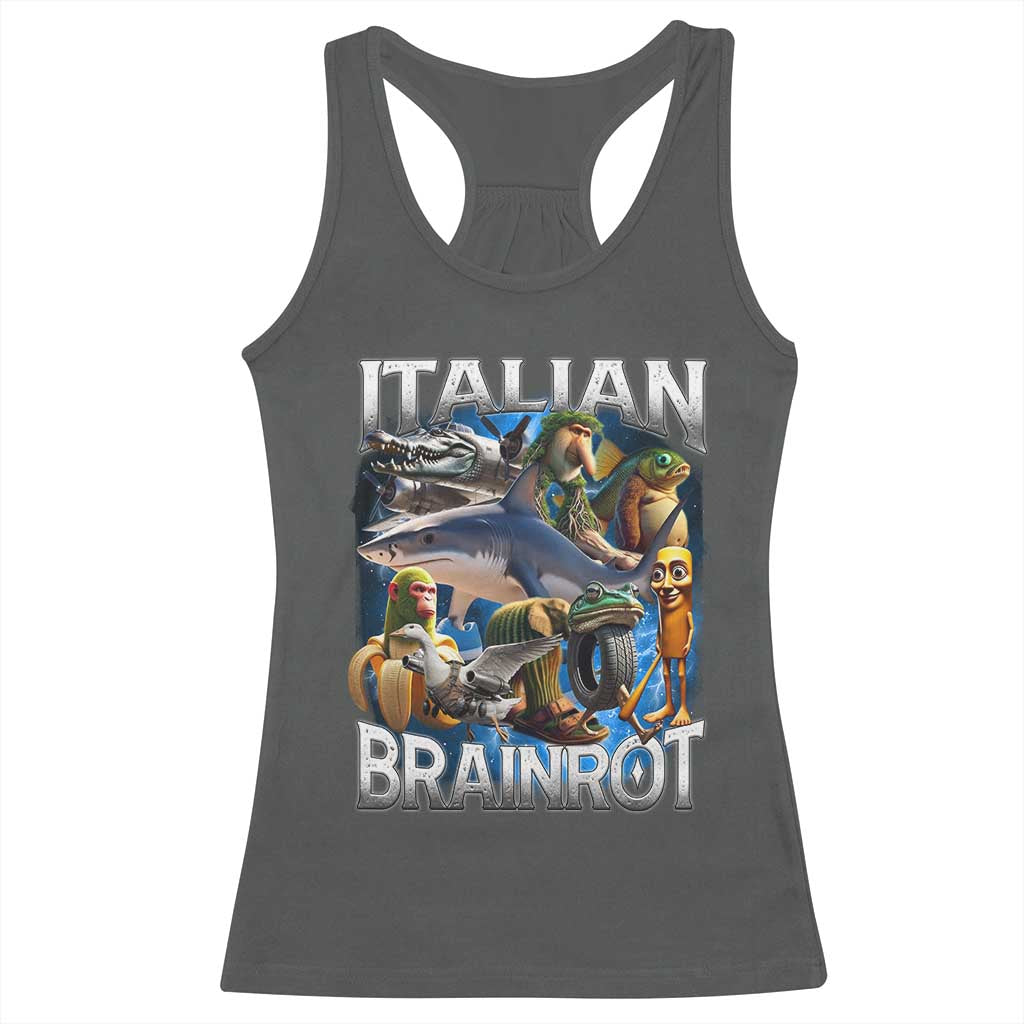 Funny Italian Brainrot Gen Z Meme Racerback Tank Top TS11 Dark Heather Print Your Wear