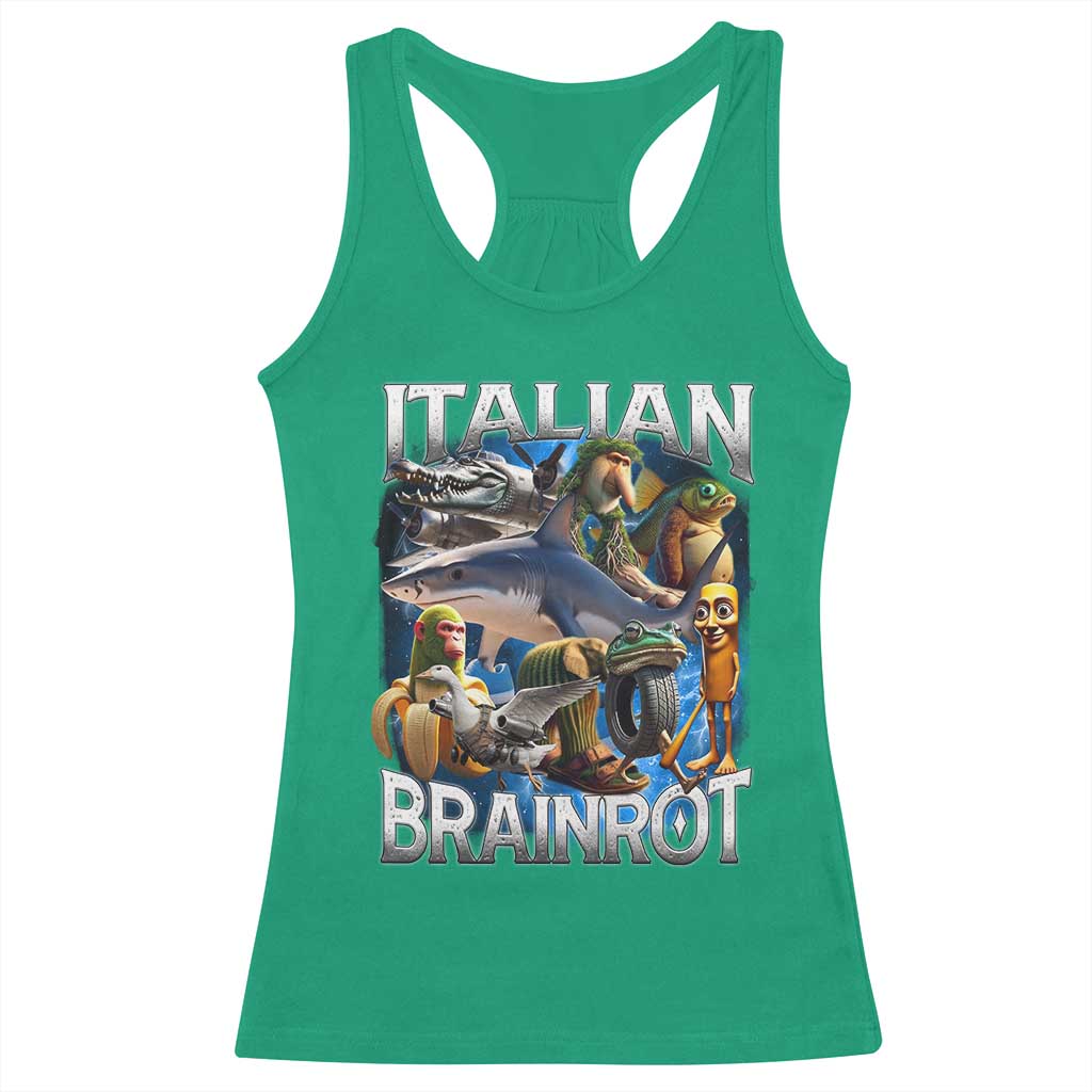 Funny Italian Brainrot Gen Z Meme Racerback Tank Top TS11 Irish Green Print Your Wear