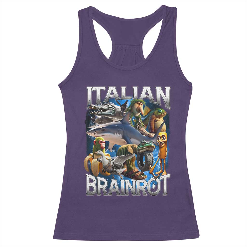 Funny Italian Brainrot Gen Z Meme Racerback Tank Top TS11 Purple Print Your Wear