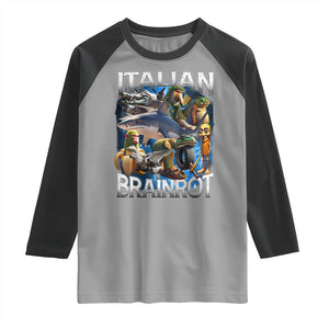 Funny Italian Brainrot Gen Z Meme Raglan Shirt TS11 Sport Gray Black Print Your Wear