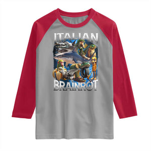 Funny Italian Brainrot Gen Z Meme Raglan Shirt TS11 Sport Gray Red Print Your Wear