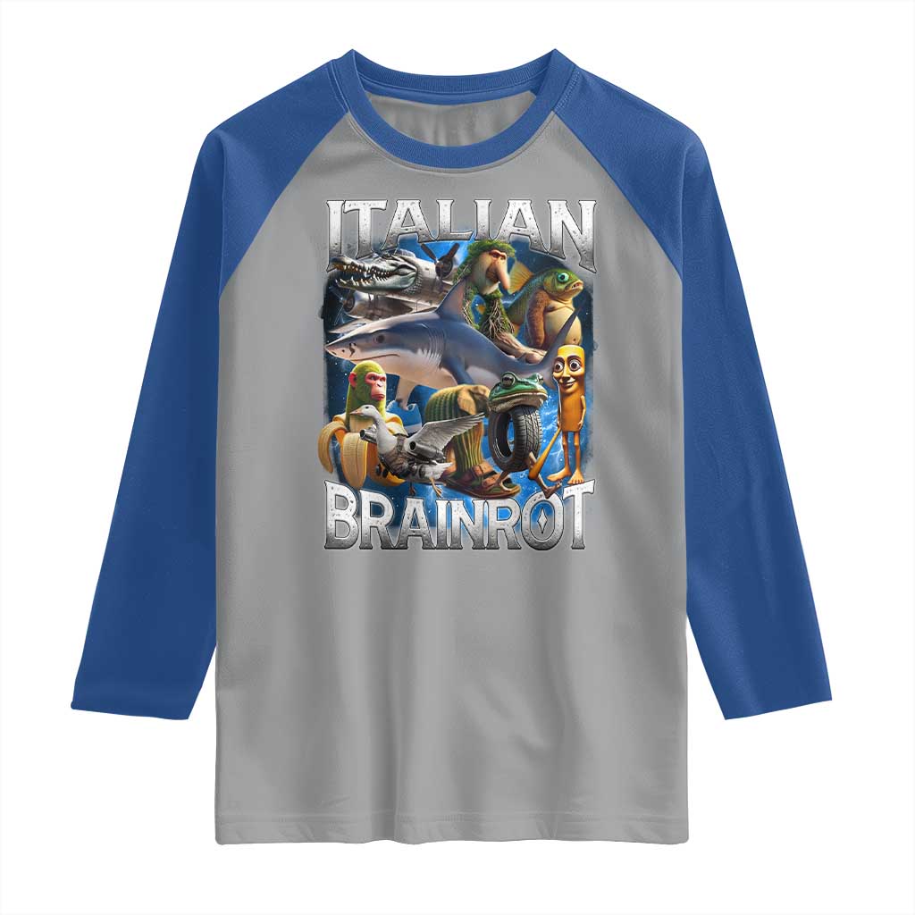 Funny Italian Brainrot Gen Z Meme Raglan Shirt TS11 Sport Gray Royal Print Your Wear