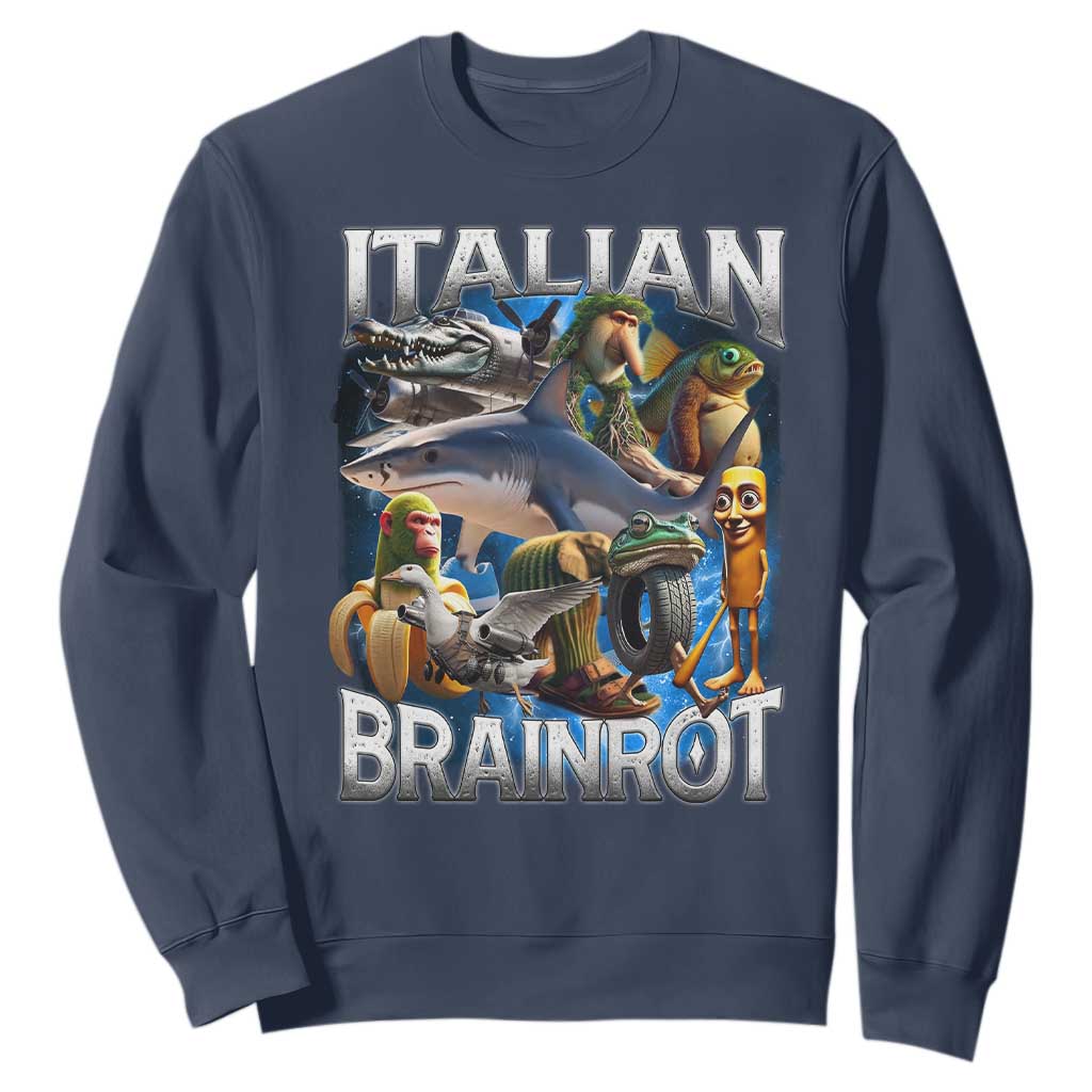 Funny Italian Brainrot Gen Z Meme Sweatshirt TS11 Navy Print Your Wear