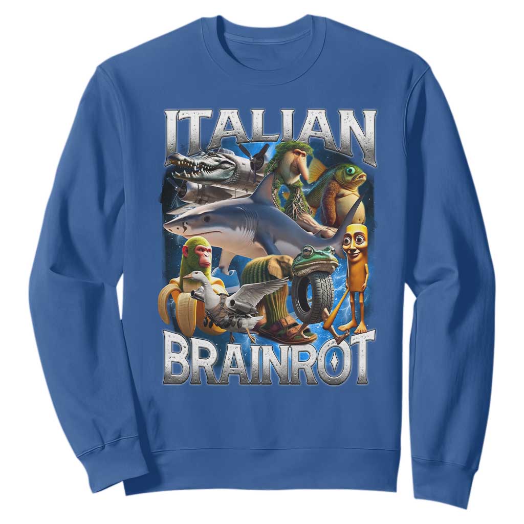 Funny Italian Brainrot Gen Z Meme Sweatshirt TS11 Royal Blue Print Your Wear