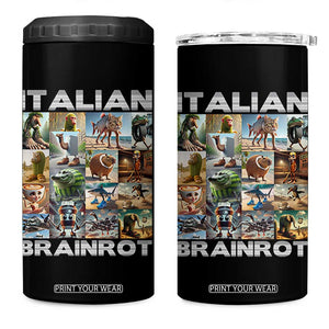 Funny Italian Brainrot Meme Art 4 in 1 Can Cooler Tumbler Surreal Humor Pop Culture Collage TS02 One Size: 16 oz Black Print Your Wear