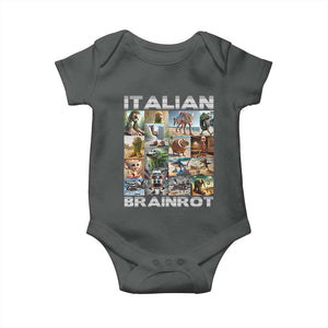 Funny Italian Brainrot Meme Art Baby Onesie Surreal Humor Pop Culture Collage TS02 Dark Heather Print Your Wear