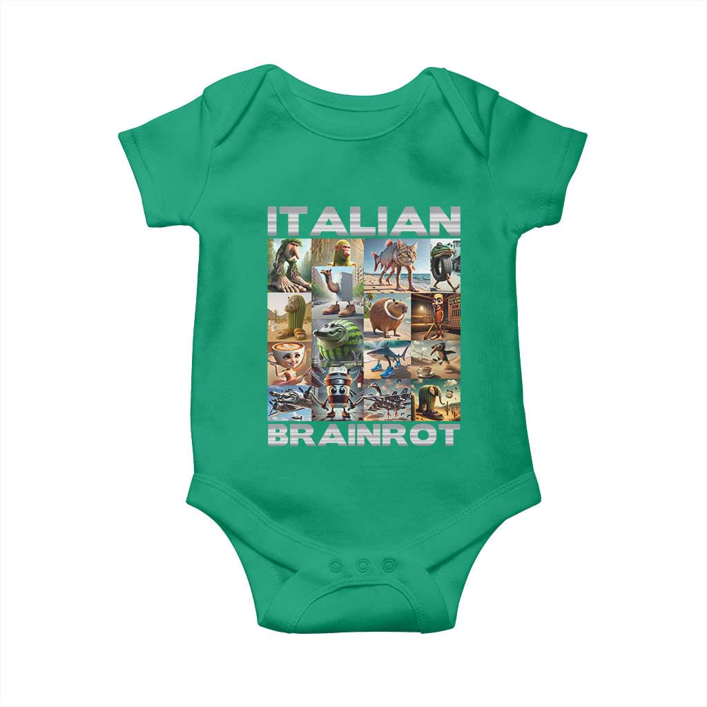Funny Italian Brainrot Meme Art Baby Onesie Surreal Humor Pop Culture Collage TS02 Irish Green Print Your Wear
