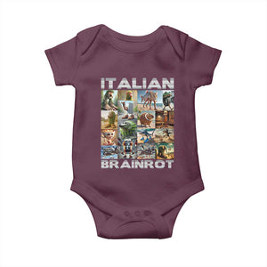 Funny Italian Brainrot Meme Art Baby Onesie Surreal Humor Pop Culture Collage TS02 Maroon Print Your Wear