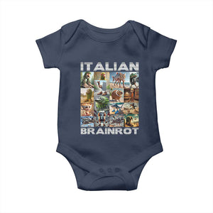 Funny Italian Brainrot Meme Art Baby Onesie Surreal Humor Pop Culture Collage TS02 Navy Print Your Wear