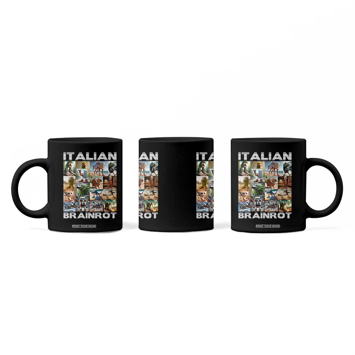 Funny Italian Brainrot Meme Art Coffee Mug Surreal Humor Pop Culture Collage TS02 Print Your Wear