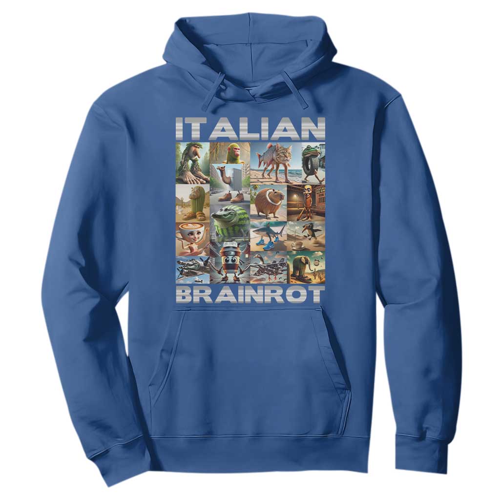 Funny Italian Brainrot Meme Art Hoodie Surreal Humor Pop Culture Collage TS02 Royal Blue Print Your Wear