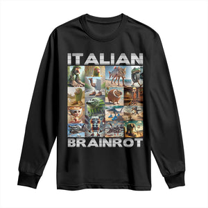 Funny Italian Brainrot Meme Art Long Sleeve Shirt Surreal Humor Pop Culture Collage TS02 Black Print Your Wear