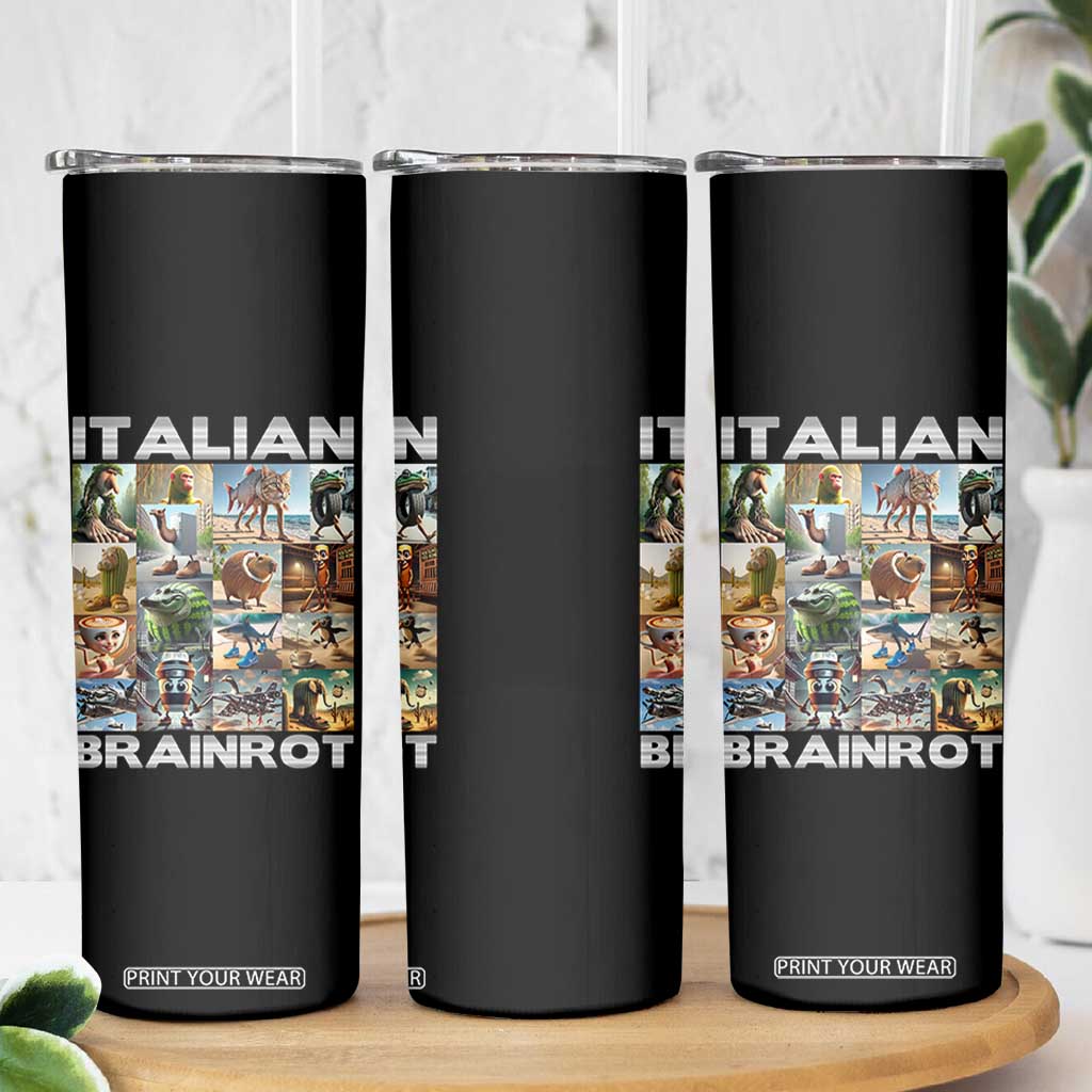 Funny Italian Brainrot Meme Art Skinny Tumbler Surreal Humor Pop Culture Collage TS02 Print Your Wear