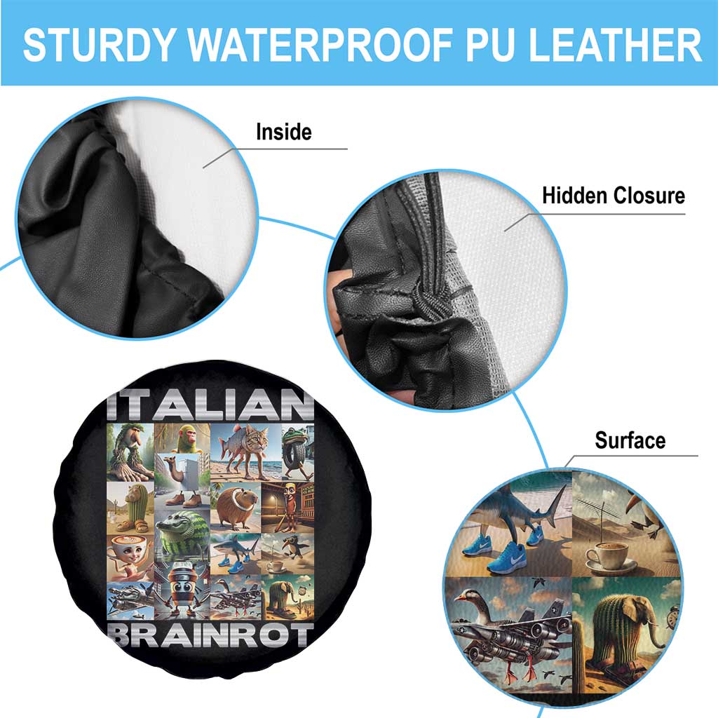 Funny Italian Brainrot Meme Art Spare Tire Cover Surreal Humor Pop Culture Collage TS02 Print Your Wear