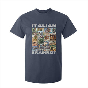 Funny Italian Brainrot Meme Art T Shirt For Kid Surreal Humor Pop Culture Collage TS02 Navy Print Your Wear