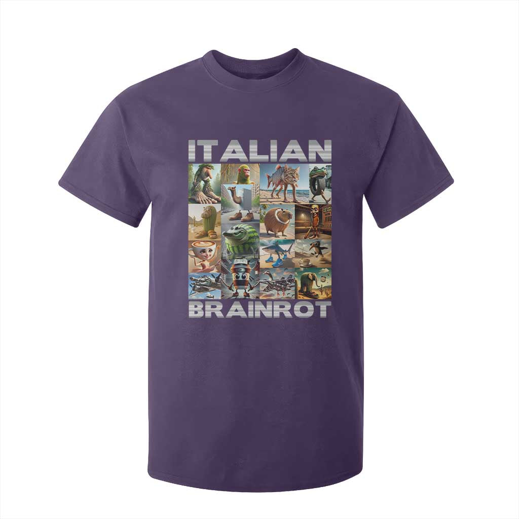 Funny Italian Brainrot Meme Art T Shirt For Kid Surreal Humor Pop Culture Collage TS02 Purple Print Your Wear