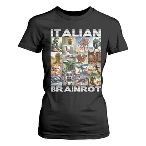 Funny Italian Brainrot Meme Art T Shirt For Women Surreal Humor Pop Culture Collage TS02 Black Print Your Wear