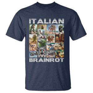 Funny Italian Brainrot Meme Art T Shirt Surreal Humor Pop Culture Collage TS02 Navy Print Your Wear