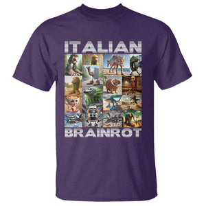 Funny Italian Brainrot Meme Art T Shirt Surreal Humor Pop Culture Collage TS02 Purple Print Your Wear