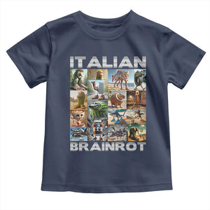 Funny Italian Brainrot Meme Art Toddler T Shirt Surreal Humor Pop Culture Collage TS02 Navy Print Your Wear