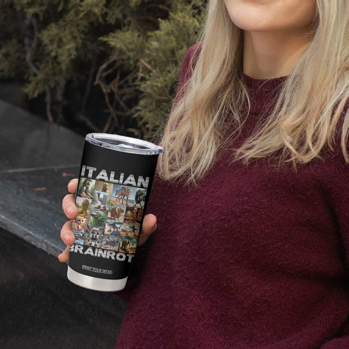 Funny Italian Brainrot Meme Art Tumbler Cup Surreal Humor Pop Culture Collage TS02 Print Your Wear