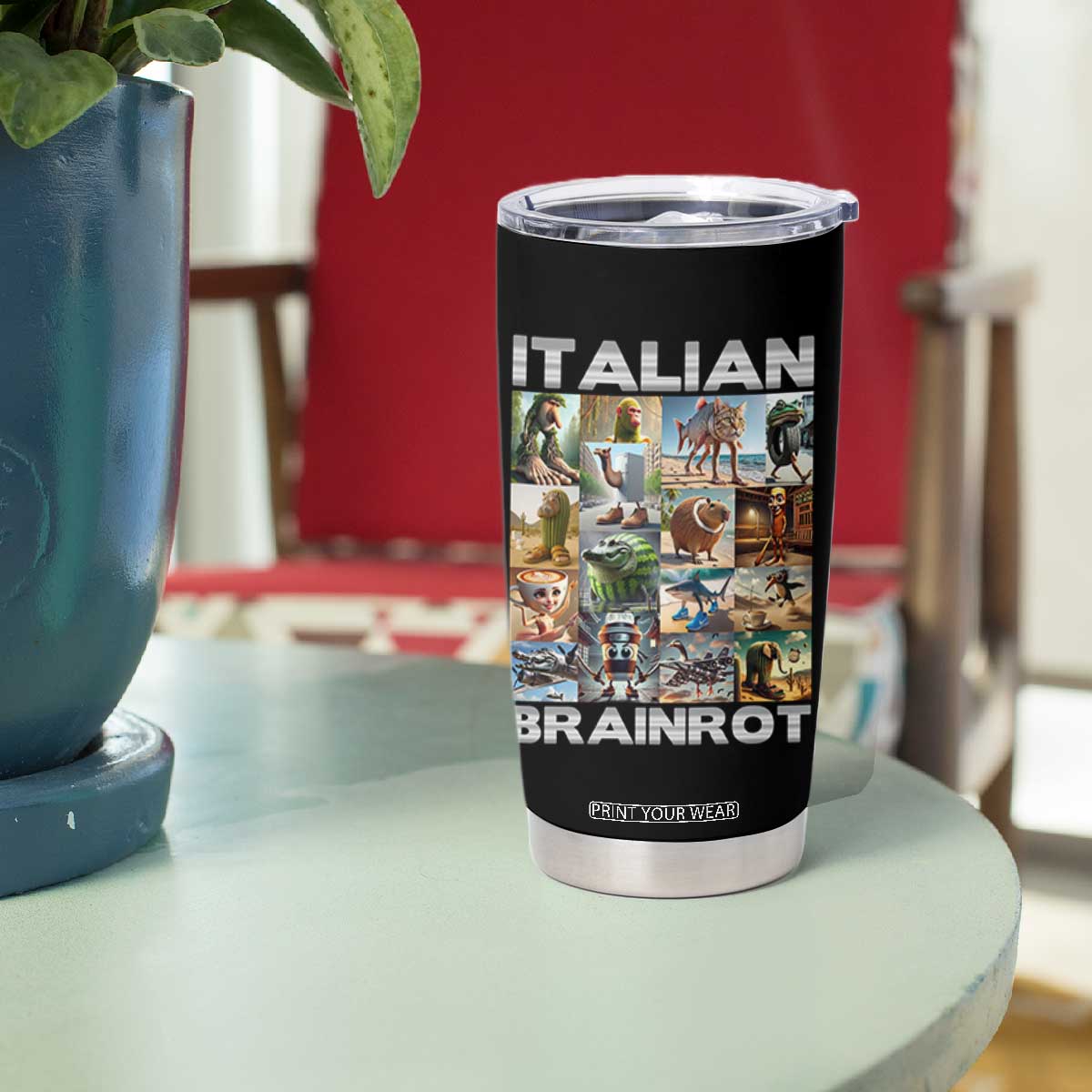 Funny Italian Brainrot Meme Art Tumbler Cup Surreal Humor Pop Culture Collage TS02 Print Your Wear
