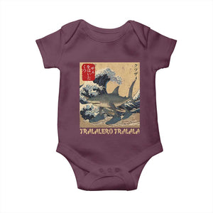 Funny Italian Brainrot Tralalero Tralala Shark Baby Onesie Japanese Art Gen Z Meme TS11 Maroon Print Your Wear