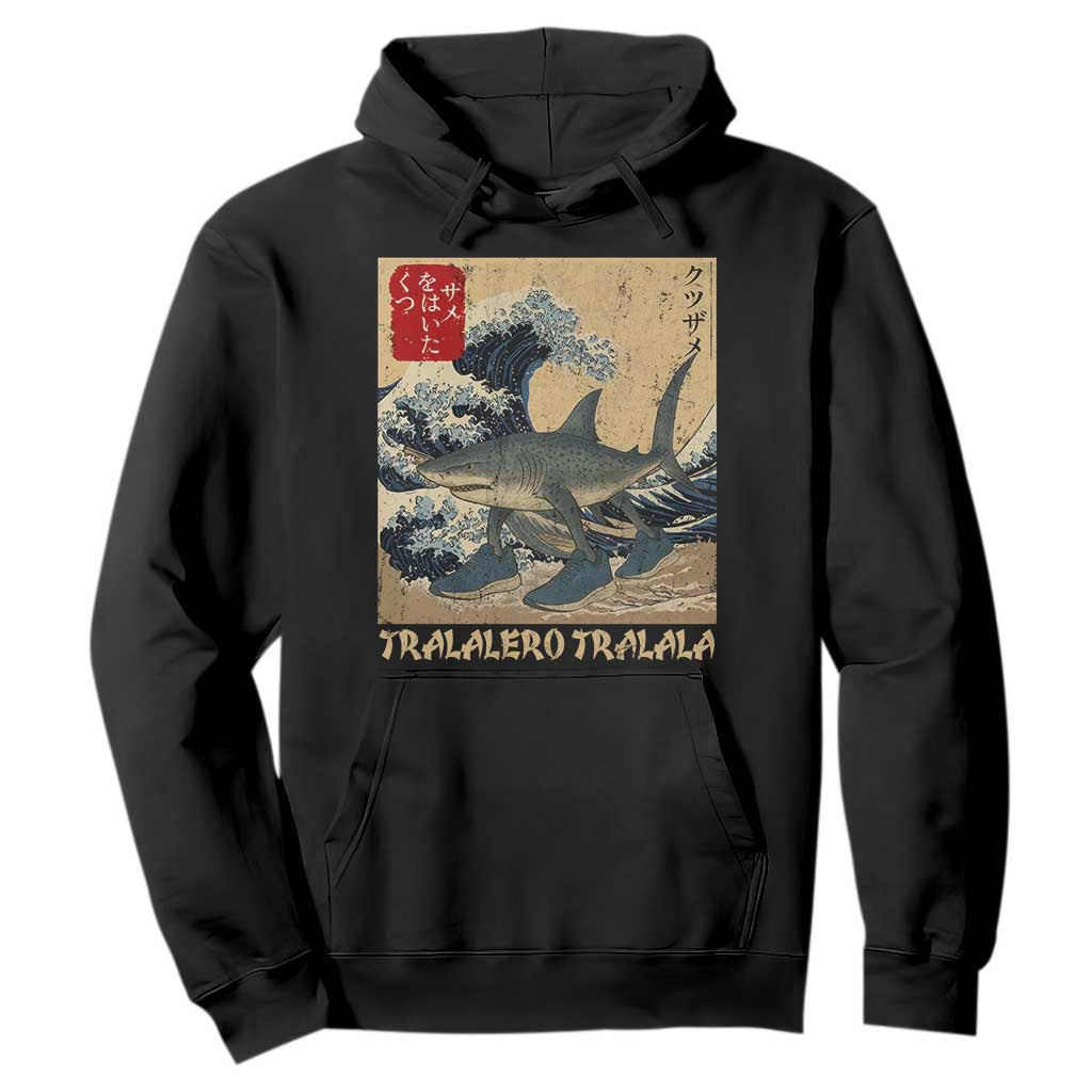 Funny Italian Brainrot Tralalero Tralala Shark Hoodie Japanese Art Gen Z Meme TS11 Black Print Your Wear