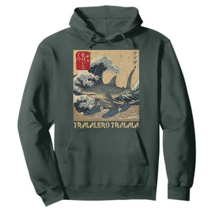 Funny Italian Brainrot Tralalero Tralala Shark Hoodie Japanese Art Gen Z Meme TS11 Dark Forest Green Print Your Wear
