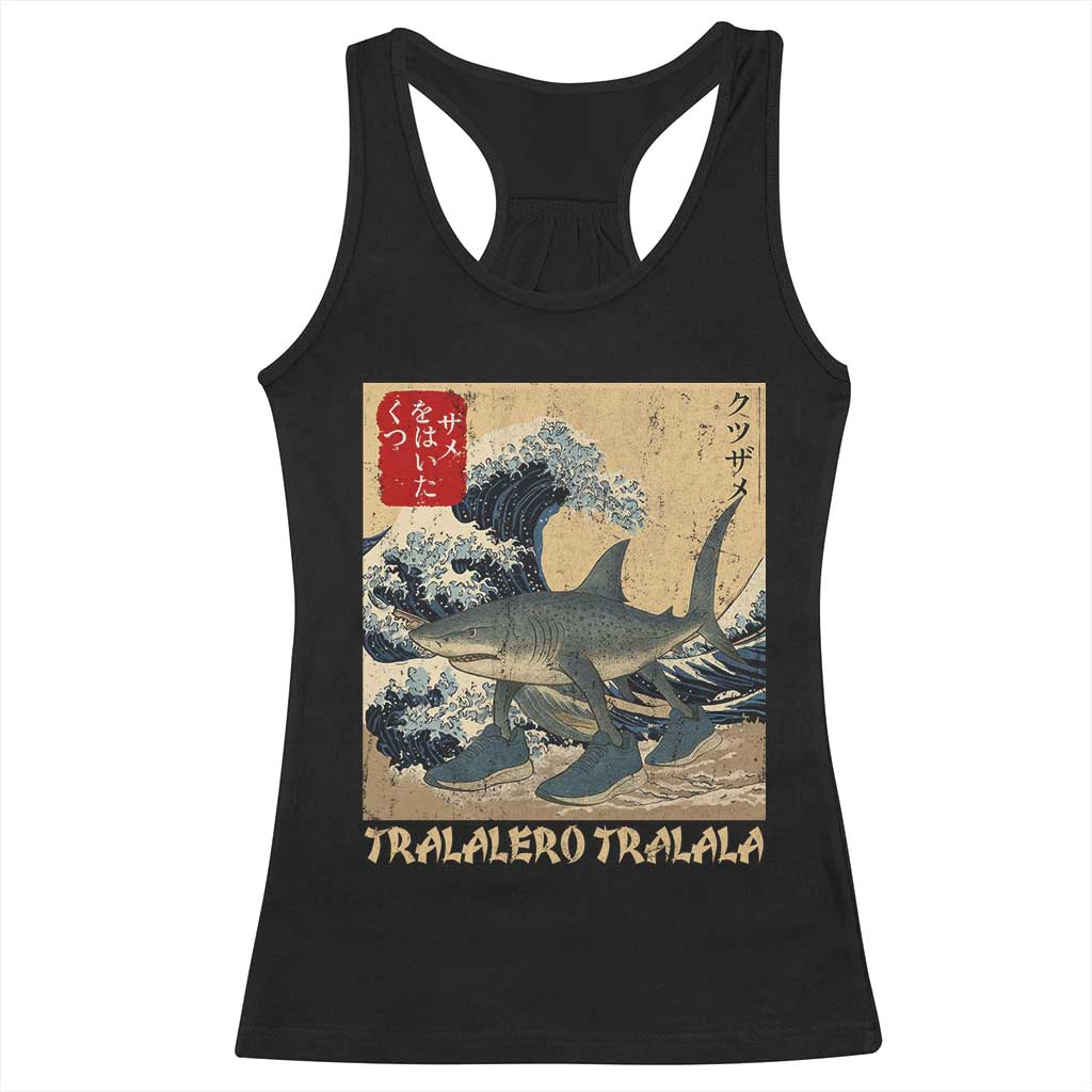 Funny Italian Brainrot Tralalero Tralala Shark Racerback Tank Top Japanese Art Gen Z Meme TS11 Black Print Your Wear