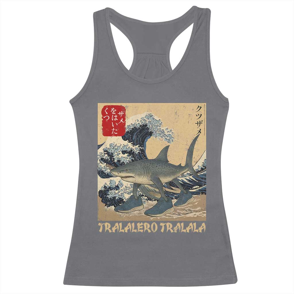 Funny Italian Brainrot Tralalero Tralala Shark Racerback Tank Top Japanese Art Gen Z Meme TS11 Charcoal Print Your Wear