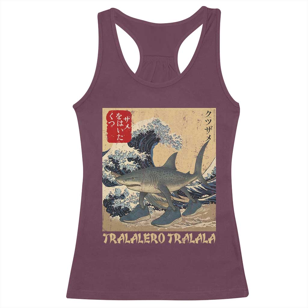 Funny Italian Brainrot Tralalero Tralala Shark Racerback Tank Top Japanese Art Gen Z Meme TS11 Maroon Print Your Wear