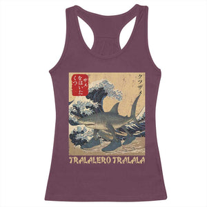 Funny Italian Brainrot Tralalero Tralala Shark Racerback Tank Top Japanese Art Gen Z Meme TS11 Maroon Print Your Wear