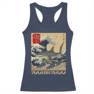Funny Italian Brainrot Tralalero Tralala Shark Racerback Tank Top Japanese Art Gen Z Meme TS11 Navy Print Your Wear
