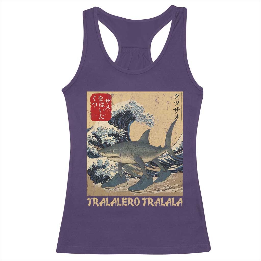 Funny Italian Brainrot Tralalero Tralala Shark Racerback Tank Top Japanese Art Gen Z Meme TS11 Purple Print Your Wear