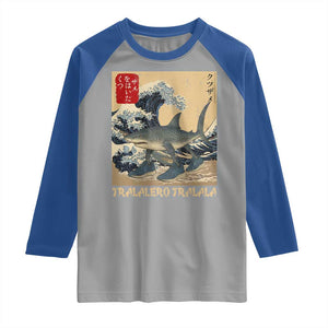 Funny Italian Brainrot Tralalero Tralala Shark Raglan Shirt Japanese Art Gen Z Meme TS11 Sport Gray Royal Print Your Wear