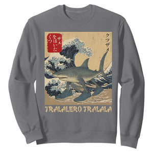 Funny Italian Brainrot Tralalero Tralala Shark Sweatshirt Japanese Art Gen Z Meme TS11 Charcoal Print Your Wear