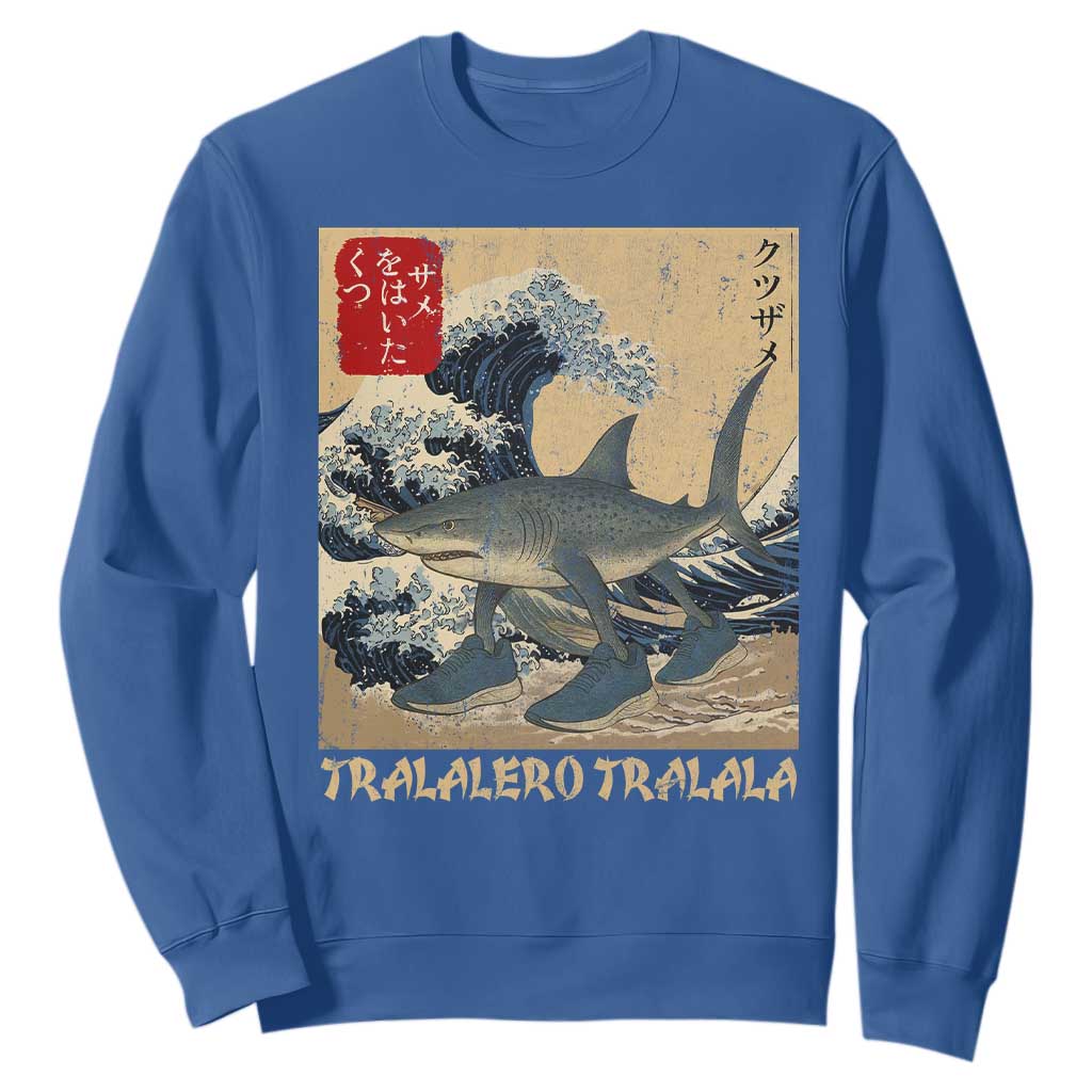 Funny Italian Brainrot Tralalero Tralala Shark Sweatshirt Japanese Art Gen Z Meme TS11 Royal Blue Print Your Wear