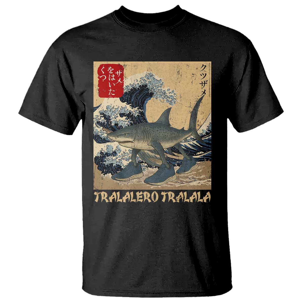 Funny Italian Brainrot Tralalero Tralala Shark T Shirt Japanese Art Gen Z Meme TS11 Black Print Your Wear