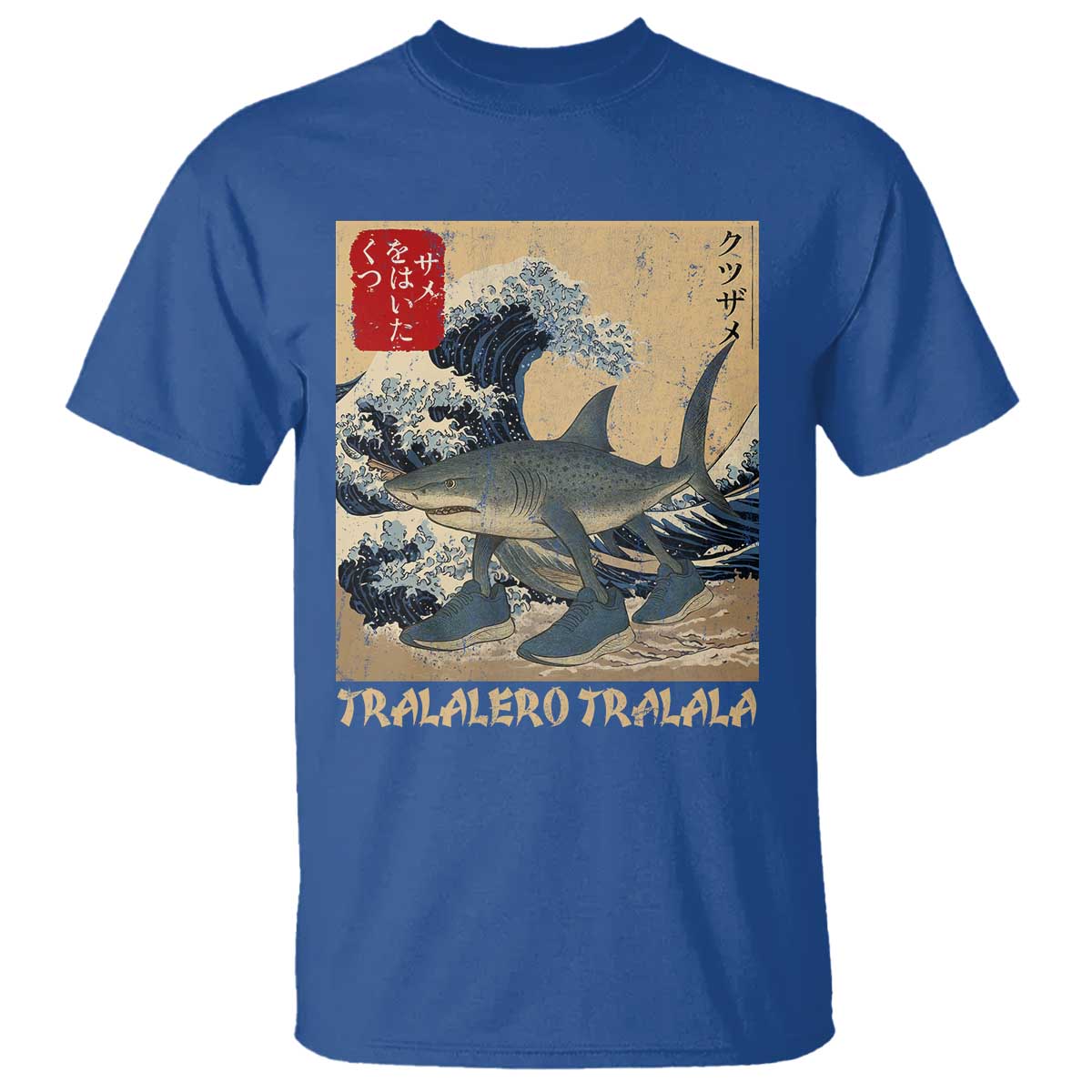Funny Italian Brainrot Tralalero Tralala Shark T Shirt Japanese Art Gen Z Meme TS11 Royal Blue Print Your Wear