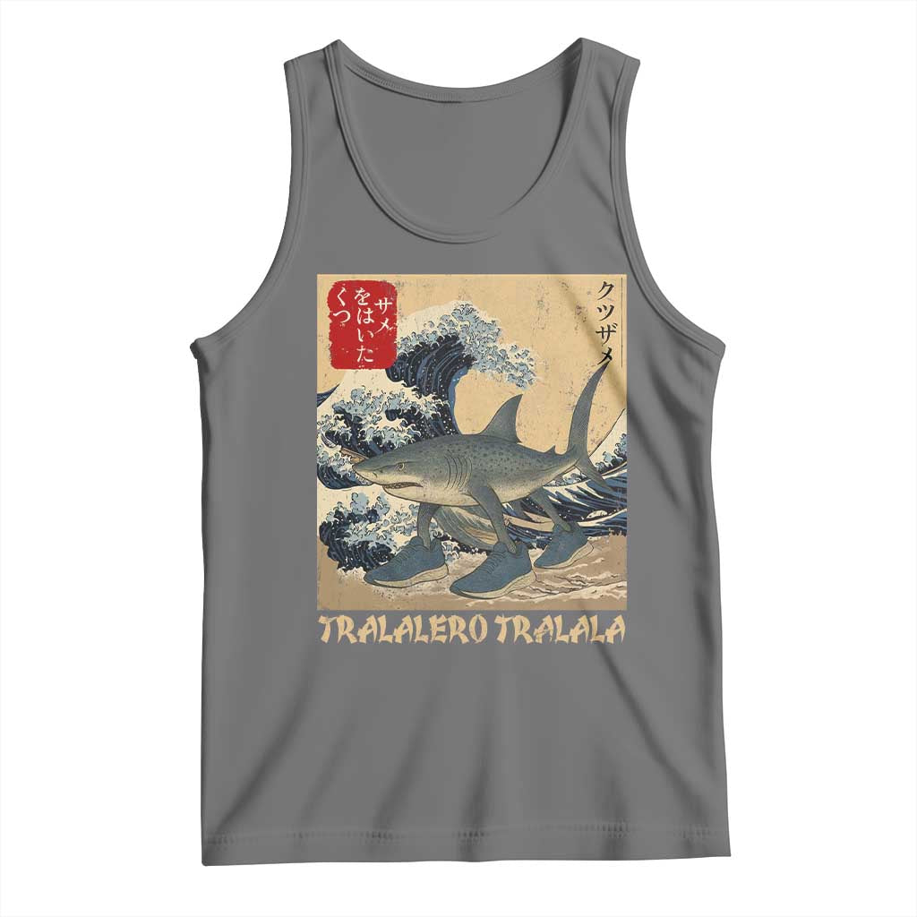 Funny Italian Brainrot Tralalero Tralala Shark Tank Top Japanese Art Gen Z Meme TS11 Black Heather Print Your Wear