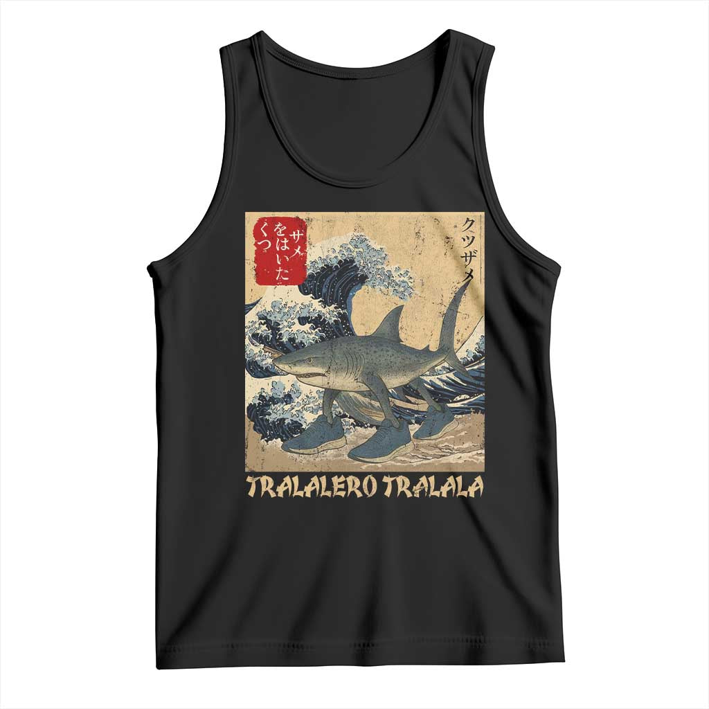 Funny Italian Brainrot Tralalero Tralala Shark Tank Top Japanese Art Gen Z Meme TS11 Black Print Your Wear