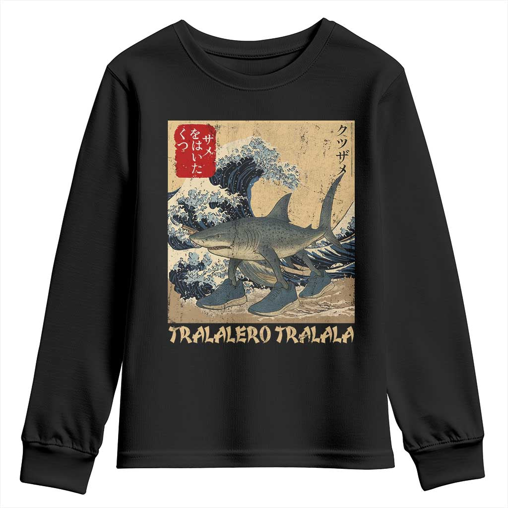 Funny Italian Brainrot Tralalero Tralala Shark Youth Sweatshirt Japanese Art Gen Z Meme TS11 Black Print Your Wear