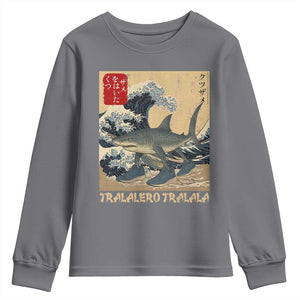 Funny Italian Brainrot Tralalero Tralala Shark Youth Sweatshirt Japanese Art Gen Z Meme TS11 Charcoal Print Your Wear