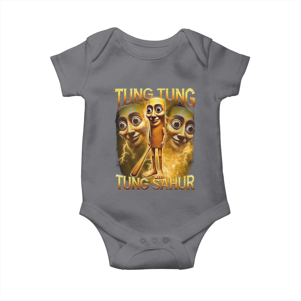 Funny Italian Brainrot Tung Tung Tung Sahur Baby Onesie Gen Z Meme TS11 Charcoal Print Your Wear