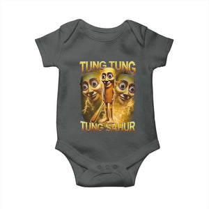 Funny Italian Brainrot Tung Tung Tung Sahur Baby Onesie Gen Z Meme TS11 Dark Heather Print Your Wear