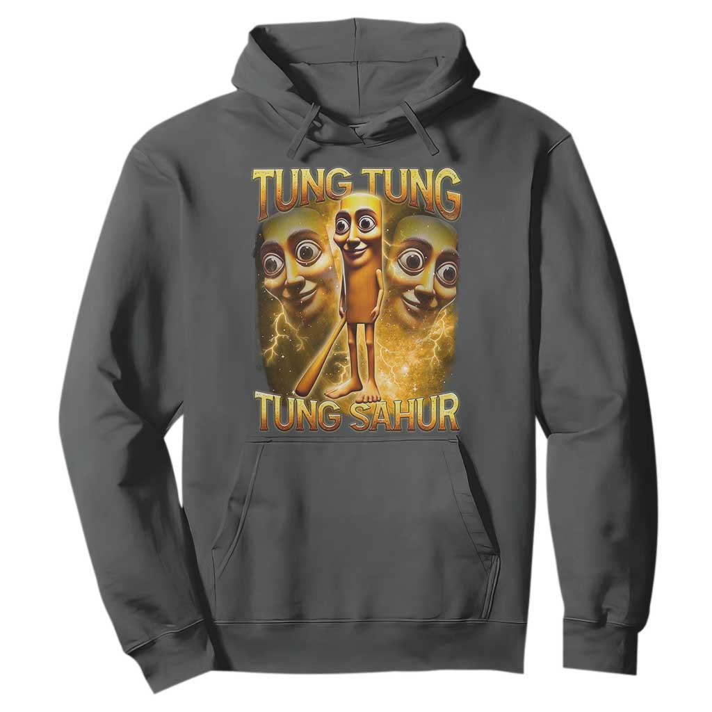 Funny Italian Brainrot Tung Tung Tung Sahur Hoodie Gen Z Meme TS11 Dark Heather Print Your Wear
