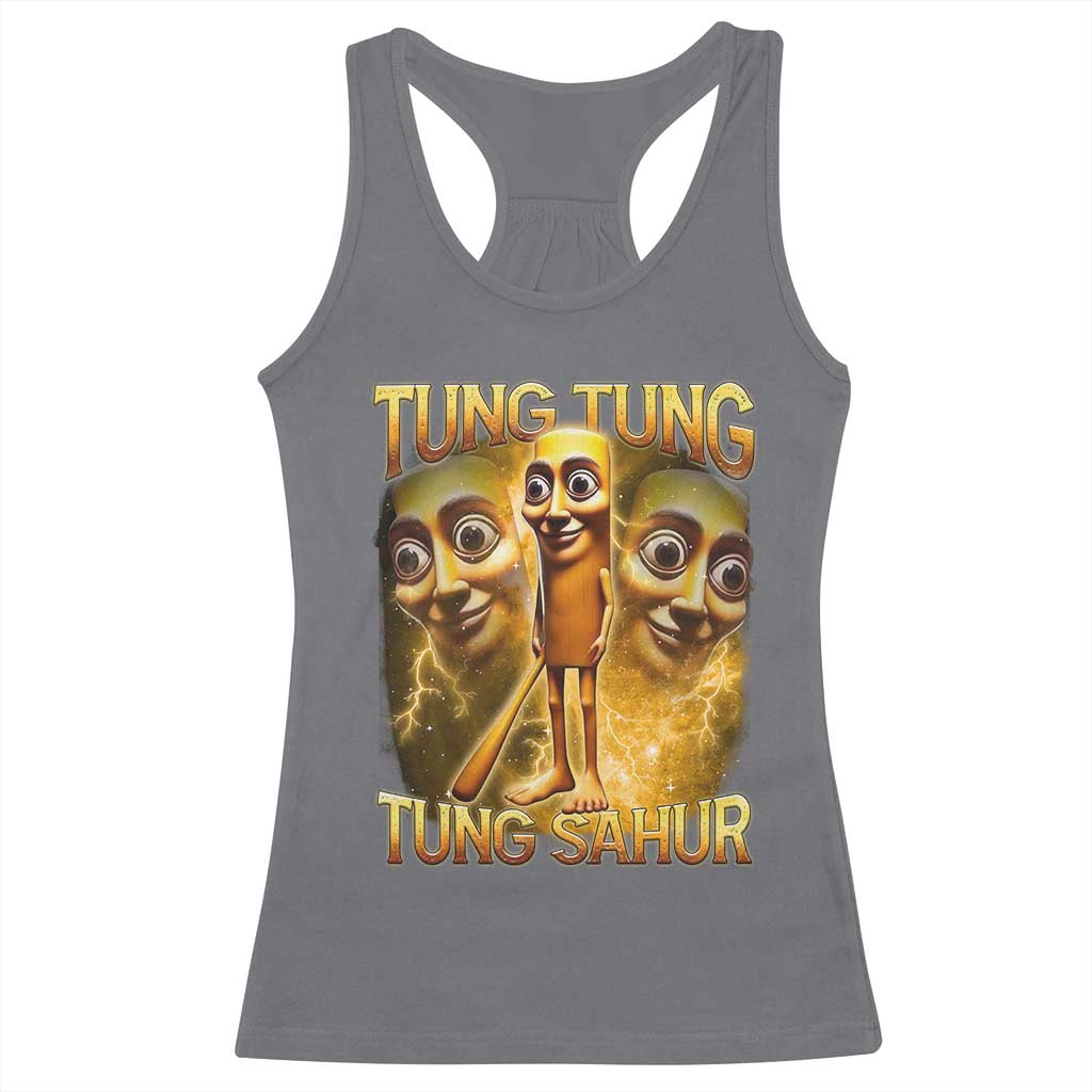 Funny Italian Brainrot Tung Tung Tung Sahur Racerback Tank Top Gen Z Meme TS11 Charcoal Print Your Wear